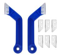 Décapant pour Joints de Carrelage à Lame, Grattoir Bleu 6 Lames | Plastique et Métal, Poignée à Grain, 2 Lames Montées, 2 Vis par Lame, pour Joints, Angles