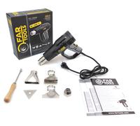 Fartools Décapeur thermique 2000W, 2 vitesses de chauffe à 80 et 600 °C, 2 vitesses de ventilation 350 et 500 l/min, livré avec 5 accessoires, câble de 2m