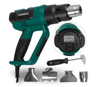 VONROC Décapeur Thermique Professionnel - Pistolet à Air Chaud 2000W - 60 Températures, 5 Positions Débits d'Air - Revêtement Véhicule, Séchage Peinture, Accélérer Fixation - 4 Buses Incluses