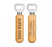 Décapsuleur Bois Personnalisé Super Papa - Cadeau Papa Original avec Gravure - Message et Prénom au Verso - Idée Fête des Pères Anniversaire Noël - Accessoire Bière Homme