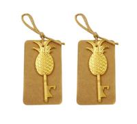 Décapsuleur nanas Or en Alliage de Zinc, 2 Pièces | Porte-clés, Ouvre-bocal et Accessoire Créatif, pour Anniversaire et Mariage, avec Cordelette