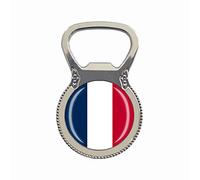 Décapsuleur de bouteille de bière en forme de drapeau de la France - Aimant de réfrigérateur en métal et verre - Cadeau souvenir de voyage - Décoration de maison