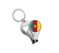Décapsuleur de bouteille de bière en forme de drapeau du Cameroun - Coupe-ongles - En métal et verre - Porte-clés souvenir de voyage