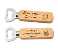 Décapsuleur en bois (Lot 2), cadeau original veux tu etre mon temoin. | Lot de 2 décapsuleurs (14,5x3,7 cm) en bois naturel avec gravure amusante. Le cadeau parfait pour votre temoin mariage.