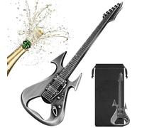 Décapsuleur Guitare, Unique Guitare Ouvre Bouteilles, avec Sac Cadeau, Cadeaux de Carnaval, Halloween, Noël, Cadeau pour Hommes, Femmes, Petit Ami, Amateurs de Guitare, Cadeaux Bière, Argent Foncé