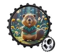 Décapsuleur magnétique amusant en forme de castor pour réfrigérateur - Aimant puissant pour réfrigérateur - Cadeau pour petit ami, mari, père, noir