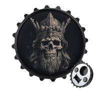 Décapsuleur magnétique amusant en forme de tête de mort et de hache pour réfrigérateur - Aimant puissant pour réfrigérateur - Cadeau pour petit ami, mari, père - Noir