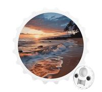 Décapsuleur magnétique amusant pour réfrigérateur - Motif coucher de soleil hawaïen - Aimant puissant pour réfrigérateur - Cadeau pour petit ami, mari, père - Blanc