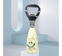 Décapsuleur mignon sourire avec poignée en plastique de style céramique Tête en acier inoxydable Design debout pour la maison Bar Party Blanc