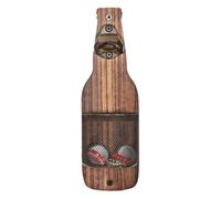 Décapsuleur Mural Bière en Bois Vintage avec Bac Récupérateur de Capsules, Ouvre-Bouteille Murale Économiseur d’Espace pour Bar, Cuisine, 25x10x8 cm