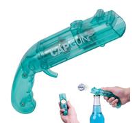Décapsuleur Pistolet Amusant, Ouvre Bouteille Lanceur de Capsules en Plastique, Gadget de Bière pour Fêtes, Bar et Maison, Design Transparent Bleu Vert