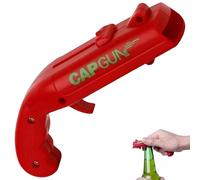 Décapsuleur Pistolet Rouge - Ouvre Bouteille Original et Lanceur de Capsule pour Bière, Gadget Insolite Idéal pour Fête, Bar et Soirée Entre Amis, Accessoire de Cuisine Amusant en Plastique