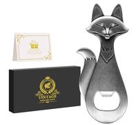 Décapsuleur Renard, Unique Ouvre Bouteilles, avec Boîte Cadeau, Cadeaux pour Anniversaire, Fête des Pères, Noël, Homme, Femme, Papa, Amoureux du Renard, Cadeau Animal, Accessoires Bière, Argent Foncé