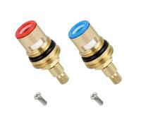 DECARETA 2Pcs Tête a Disques Céramique, 1/2" Cartouches Céramique, Universelles de Rechange pour Robinet en Laiton 20 Crans x 53mm Rechange pour Cusine, Salle de Bain (Chaud et Froid)