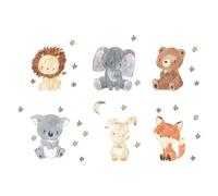 DÉCATIQUES ANIMALS PVC - DÉCALLE DE CARTAGNE DE CARTOn-CARTONE AUTO-ADHÉSIVE, 6 PCS DÉCOR DE SALLE ANIMAL COLORFE POUR MULLES, MEUBLES, TILES DE CERAMIQUE, MIRROIRS, RÉFRIGÉRATEURS, Autocollants
