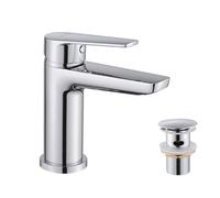Decaura Robinet salle bain avec bonde de lavabo universelle G1"1/4, mitigeur lavabo en laiton avec bec hauteur 94mm chaud et froide robinet lavabo avec bonde de vidage Chromé