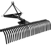 Déchaumeur tracté, déchaumeur tracté de 1525 mm avec 32 dents en acier, râteau déchaumeur à 3 points avec accessoires pour tracteur, râteau paysager pour jardin, ferme, pelouse