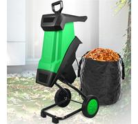 Déchiqueteuse à bois électrique à couple élevé, déchiqueteuse de branche commerciale de 2400 W pour le nettoyage, sac de 50 l et roues pour la portabilité, lames en acier ultra durables pour