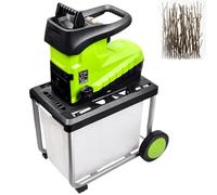 Déchiqueteuse à bois électrique, moteur haute puissance de 2800 W, faible bruit, sac amovible de 60 L, idéal pour le paillage de branches et de feuilles, jardinage durable, avec fil de 20 m