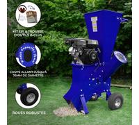 Broyeur à bois à essence | Broyeur à moteur, broyeur de jardin, déchiqueteuse à bois | 7 ch, 4 temps, 212 cm³, capacité de coupe de 76 mm, vitesse de rotation des lames de 3 600 tr/min | Compact et po