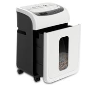 Déchiqueteuse de documents de type micro-coupe, capable de détruire jusqu'à 9 feuilles de papier, cartes ou piles de documents, idéale pour une utilisation à la maison et au bureau