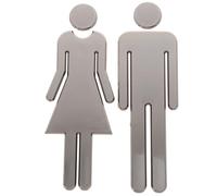 DECHOUS 1paire Plaque de Porte Wc Adhésive Acier Inoxydable Effet Noir Nickel Signalisation Toilette Hommes et Femmes pour Lieux Publics Identification Claire et Installation Facile
