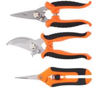 DECHOUS 3 Pièces Ensemble de Ciseaux de Jardinage Multifonction en Acier Inoxydable Poignée Ergonomique Orange, pour Tailler Fleurs et Plantes en Verger ou Travaux de Jardin