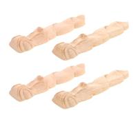 DECHOUS 4 Pièces Applique en Bois Sculpté Non Peint, Appliques en Marqueterie de Bois, Beige, Forme Long Ovale, Installation Facile, pour Meubles et Portes, Salons et Chambres, Style