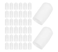 DECHOUS 50pcs Embouts Ronds en Caoutchouc Blanc pour Tubes Métalliques, Protection Filetée 9,5mm, Finition Anti-poussière, Application Facile pour Cintres et Meubles