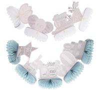 DECHOUS 9 Pièces Décorations en Nid D'abeille pour Anniversaire, Décor D'anniversaire Élégant, Papier, Or et Argenté, Décoration de Table pour 60e Mariage, Centre de Table pour Fête