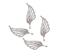 DECHOUS Barrette à Strass Ailes D'ange en Alliage de Zinc et Cristal Argenté, Décoration de Cheveux Légère et Élégante pour Mariage et Banquets, Lot de 4 Pièces