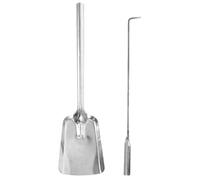DECHOUS Bâton de tisonnier et pelle à cheminée en acier 45, ensemble 2 pièces argenté, pour foyer intérieur, extérieur et camping, gestion du feu et nettoyage