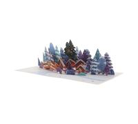 DECHOUS Carte de Noël 3d Scène Hivernale Enneigée en Papier, Pliable | Découpe Laser, Sapins Mobiles et Flocons, Assemblage sans Ciseaux ni Colle, Effet Neige Animé