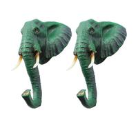 DECHOUS Crochets Muraux Vintage en Résine de Tête D'éléphant 2pcs pour Manteau et Chapeau, Décoration Murale Multifonctionnelle pour Jardin