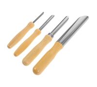DECHOUS Emporte-pièces Ronds pour Poterie Lot de 4 Outils de Façonnage Circulaire en Acier Inoxydable Manche Bois Perforatrice à Trou pour Argile, Sculpture et Modelage Kit Art Céramique