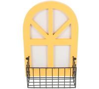 DECHOUS Étagère Murale Rétro en Bois et Fer, Rangement Décoratif Jaune | Effet Visuel Moderne, Surface Lisse, pour Bouteilles de Parfum et Livres, Usage Entrée ou Restaurant