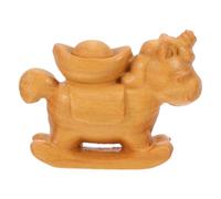 DECHOUS Figurine de Cheval en Bois Sculptée la Main pour Décoration de Bureau et Étude, Ornement Artisanal du Zodiaque Chinois Symbole de Prospérité et Collection