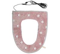 DECHOUS Housse Siège de Toilette Chauffante USB avec Réglages Température et Minuterie Coussin Chauffant Lavable et Design Lumineux Étoilé Rose Confortable et Sécurisant pour Usage