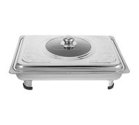 DECHOUS Plateau à Buffet Acier Inoxydable Rectangulaire avec Couvercle Plateau de Service pour Mariage Réception Buffet Froid Restaurant