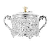 DECHOUS Sucrier Turc Sucrier Avec Couvercle Et Cuillère Pot À Condiments En Relief Argenté Serveur De Sel Bol De Service De Bonbons Plat De Service Pot Pour Sucre En Poudre Sucre En
