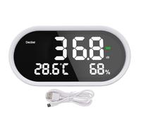 Décibelmètre numérique avec affichage LCD, sonomètre, moniteur 3 en 1 de bruit, température et humidité, doté d’une batterie rechargeable, pour école, hôpital, bureau et domicile