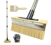 Deck Stain Applicator - 150cm Long Handle Floor Scrubber Brush, Heavy Duty Deck Stain Remover & Paint Applicator Brush, Outdoor Floor Cleaning Tool for Patio, Porch, Fence, Garage & Concrete Surfaces
