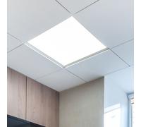 Plafonnier à panneau de plafond, plafonnier à encastrer, lampe de bureau, cadre plat carré opale, 1x LED 18W 1100Lm blanc chaud, LxPxH 29,9x29,9x5cm