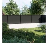 DECKLINEA Kit Clôture Composite sur Muret RIO Anthracite 5,5x1,2m - Bois composite & Aluminium - Poteaux sur Platines Noir - Brise vue