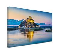 DECLINA Tableau Baie du Mont-Saint-Michel imprimé - Impression Photo Paysage sur toile décoration murale - Déco maison, cuisine, salon, chambre adulte - 50x30 cm