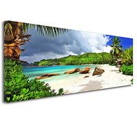 DECLINA, tableau decoration murale salon moderne, cadres decoratif mural, Tableau deco photo PAYSAGE DES SEYCHELLES 100x35 cm