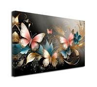DECLINA, tableau decoration murale salon moderne, cadres decoratif mural, Tableau toile déco Les papillons A, 80x50 cm