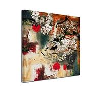 DECLINA, tableau decoration murale salon moderne, cadres decoratif mural, Tableau toile déco peinture Abstraite Flower, 80x80 cm