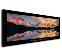 DECLINA, tableau decoration murale salon moderne, cadres decoratif mural, Tableau toile Lac des cheserys Chamonix Mont-Blanc, 100x35 cm
