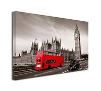 DECLINA Tableau Design Londres - Impression photo ville sur toile décoration murale paysage - Déco maison, cuisine, salon, chambre adulte - Multicouleur 50x30 cm